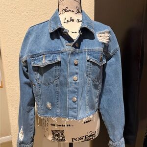 Forever 21 Blue Distressed Jean Jacket